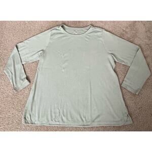 J. Jill Pima Cotton Crew Neck Long Sleeve Tee Light Green XL Soft Casual